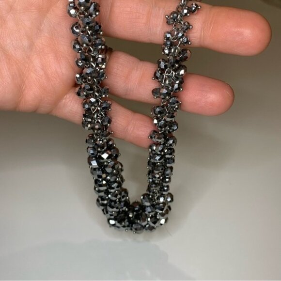 Gunmetal Faceted Round Fire Polished Bead necklace - Picture 3 of 5